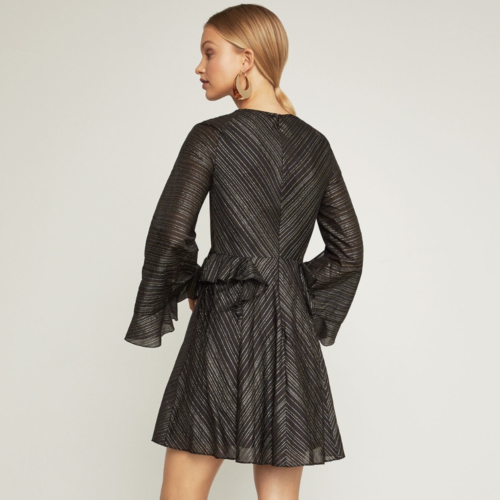 New BCBG Formal Ruffle Metallic Dress - Picture 2 of 8